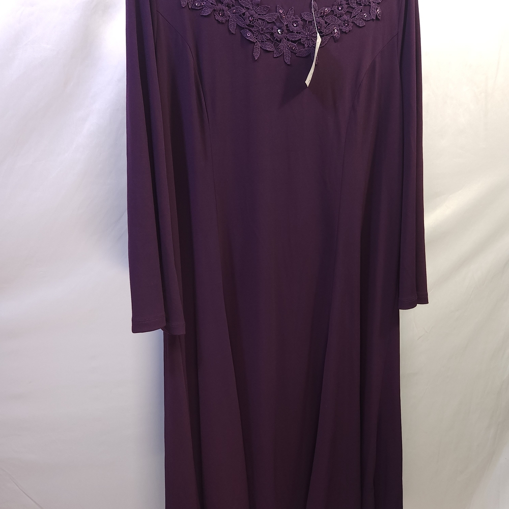 Susan Graver Deep Purple Lace Accent Top - Picture 6 of 7